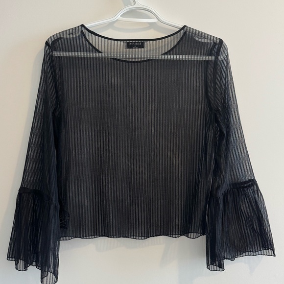 Aritzia Babaton Humbert Blouse Black Mesh Top Size XS Shell - Picture 7 of 9